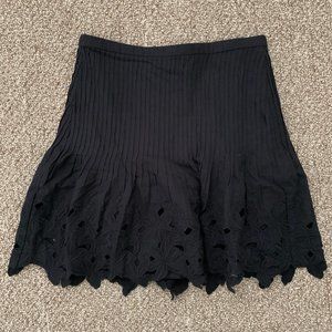 J Crew Skirt Eyelet Floral Mini $89 Black NWT 00